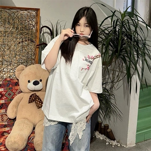 万针全刺绣工艺抖音得物高品质260克重磅纯棉双纱美式高街短袖T恤图片