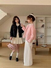 新款轻奢干净气质显瘦珠管小香风手工缝双面羊毛大衣，女装羊绒大衣，依嘟服饰