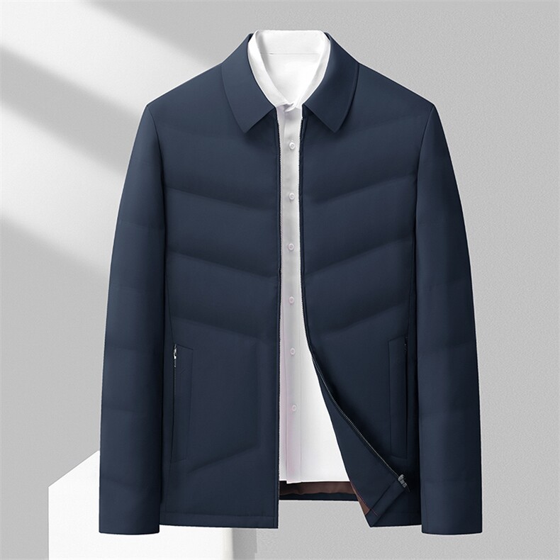 2023年新款冬季男士白鹅绒羽绒服翻领保暖外套修身风衣大衣,男装羽绒服,电商B360