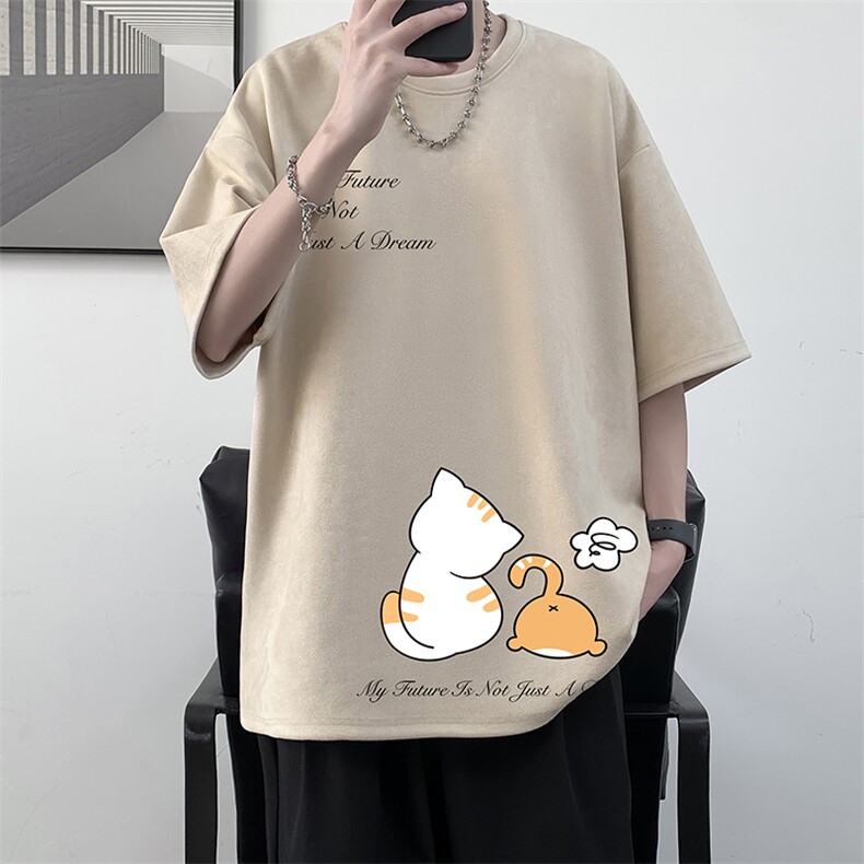麂皮绒短袖t恤男大码半袖男大皂风JD82357-P25,男装T恤,电商A040