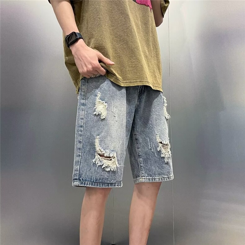 高质量夏季牛仔休闲破洞短裤DK614P40,男装牛仔裤,星座1013