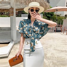 2022夏季新款时尚个性系带领小衫+修身半身裙两件套，女装套装/套裙，卡杰菲