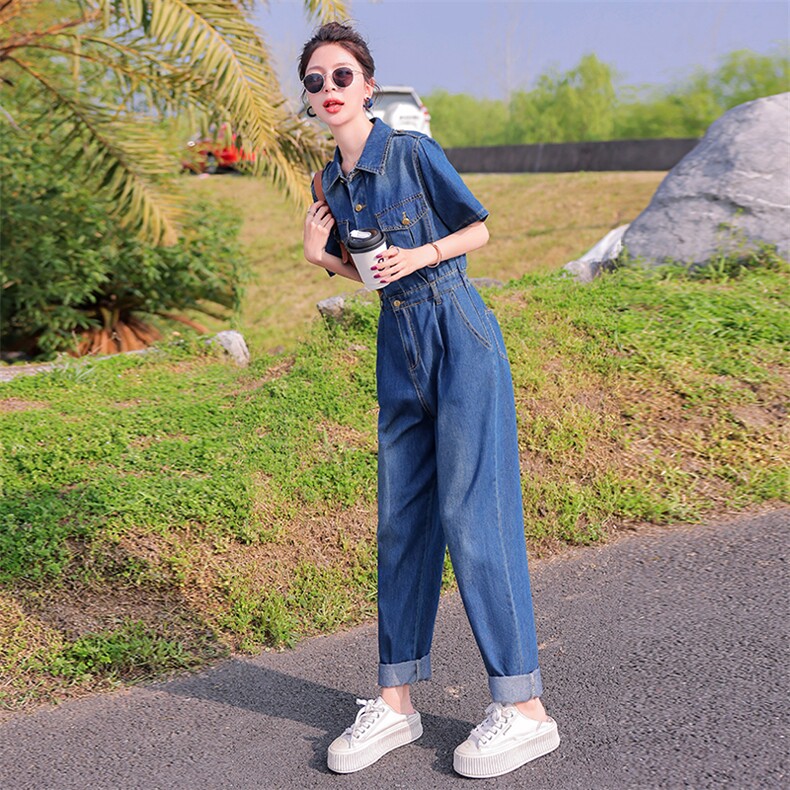 工装牛仔连体裤女欧货2026夏季新款高端气质高腰显瘦小个子连衣裤,女装连体裤,印象茜