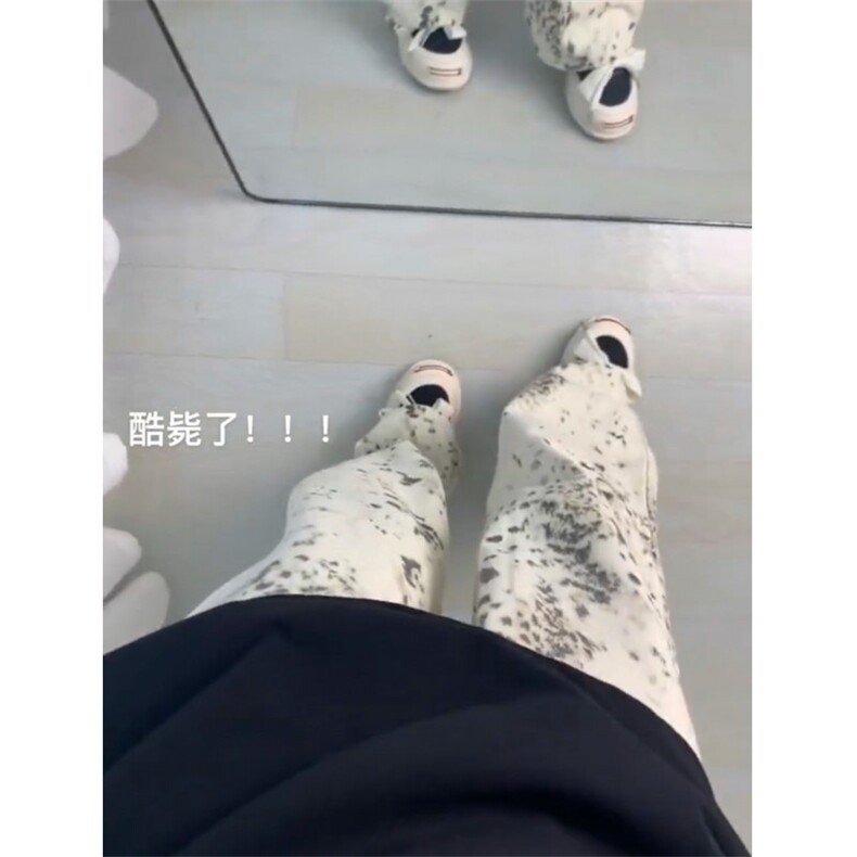 【网图有货】白色豹纹牛仔裤男女美式复古hiphop裤子BK01LL-特P52,男装牛仔裤,星座1007（原301D）