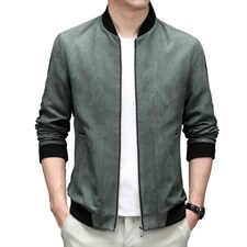 中年男士秋装新款商务休闲纯色夹克衫男立领外套上衣AJY9671-P125，男装夹克，电商B212（原钱塘6029）