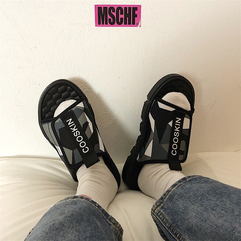 ins网红个性魔术贴拖鞋男韩版室外厚底一字拖鞋B253-T005，男鞋拖鞋，星座814A（原电商B253）