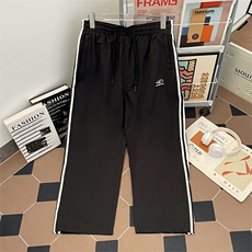 美式复古休闲裤男女三条杠宽松直筒阔腿裤子百搭运动裤K2688-P40，女装休闲裤，星座308B-1