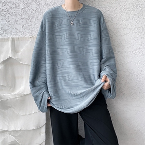 8XL-M 肌理感长袖T恤男宽松重磅上衣痞帅高级感内搭打底衫P45控68图片
