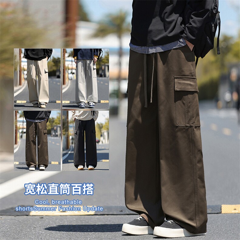 2025秋冬新款休闲男裤厚款直筒宽松松紧腰橡筋工装裤子潮3361-P42图片
