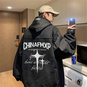 2025春季新款港风高质量潮男士连帽牛仔外套大码夹克 JK1067-P88图片