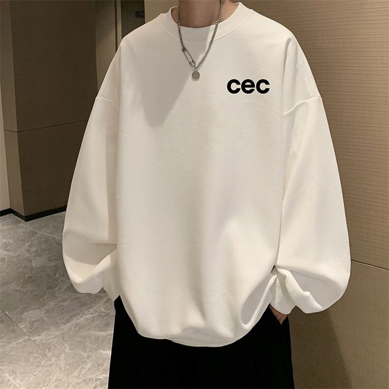 华夫格卫衣圆领卫衣男大码长袖t恤男外套HW76294-P30加绒款-P40,男装卫衣,电商A040