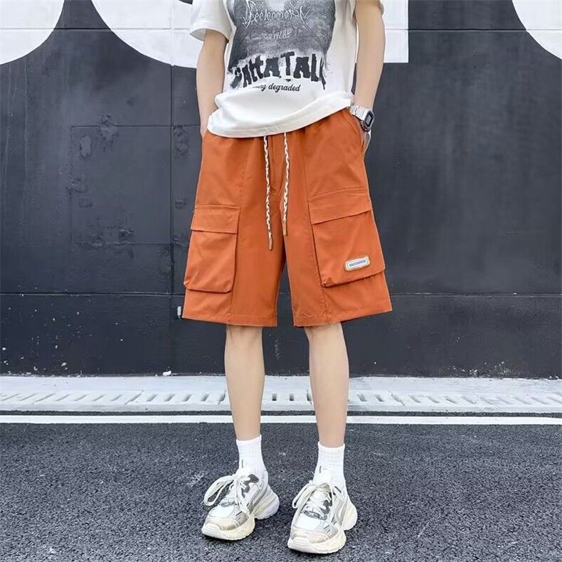 日系外机能风工装短裤男夏季薄款2024新款宽松休闲裤直筒五分裤子,男装休闲裤,星座1013