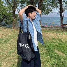 2025夏季新款日系复古格子衬衫男翻领薄款宽松半袖衬衣CSA52-P40，男装T恤，星座208-5