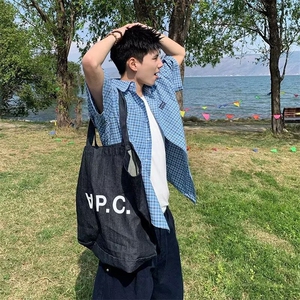 2025夏季新款日系复古格子衬衫男翻领薄款宽松半袖衬衣CSA52-P40图片