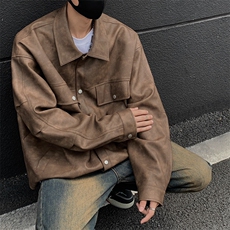 J230-P85秋季新款高街复古翻领皮衣夹克外套，男装夹克，星座109