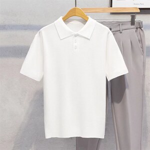 男春季潮韩版宽松百搭情侣冰丝短袖针织衫Q132P40图片