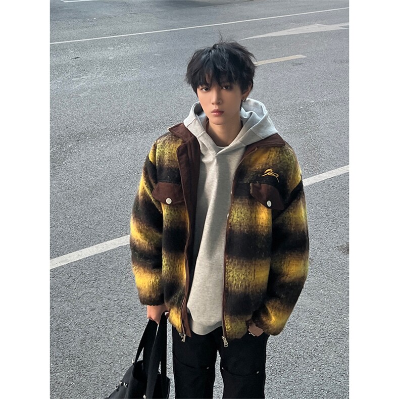 博主图不拿货cleanfit外套男毛呢撞色呢料夹克MJK01-P105,男装夹克,星座1007（原301D）