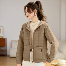 叶笙衣82559毛线帽相拼口袋拉链棉衣，女装棉衣/棉服，叶笙衣