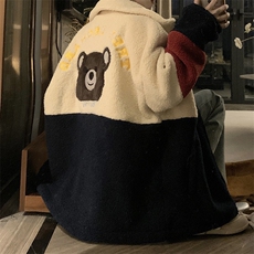 棉服女冬季23年新款韩系拼接学院风棉袄羊羔毛棉衣C487-110，男装棉衣，星座911-2(原星座613-2）
