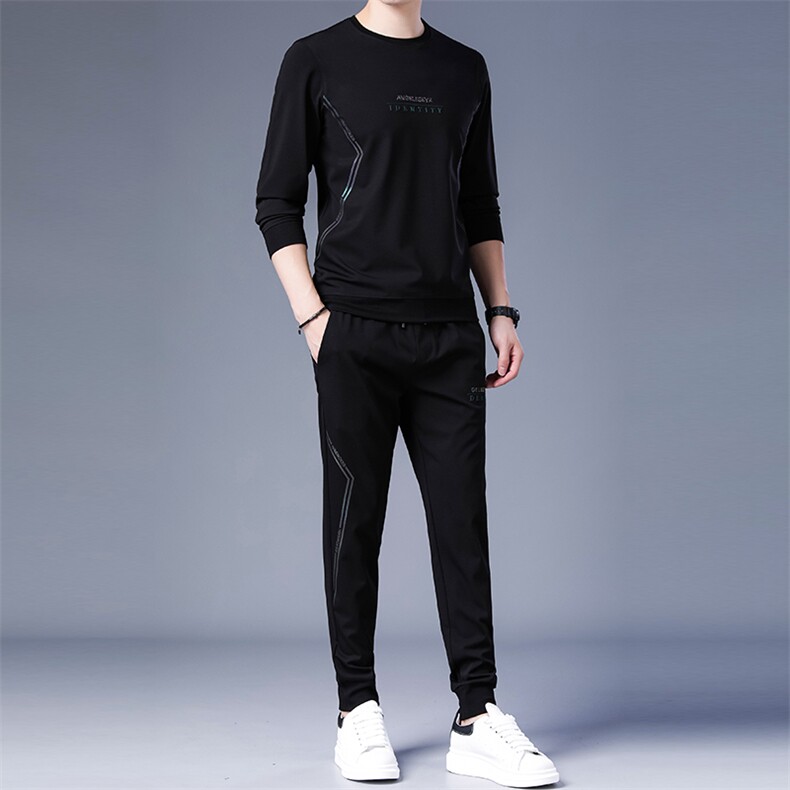 SA8912-2钱塘2020-2中青年男士冬季厚款圆领纯色卫衣套装P137,男装休闲套装,钱塘207-2