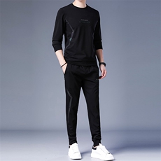 SA8912-2钱塘2020-2中青年男士冬季厚款圆领纯色卫衣套装P137，男装休闲套装，钱塘207-2
