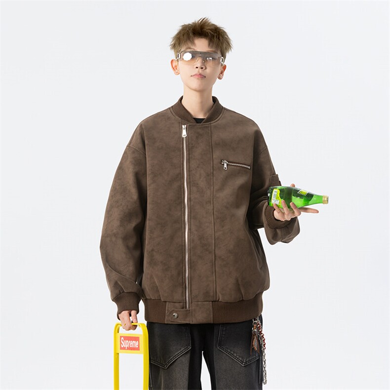 现货三防春秋款男士皮夹克外套皮衣咖啡色JK309P80,男装夹克,星座1904A-1