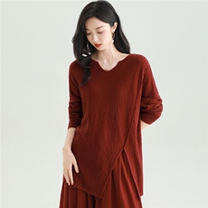 2025秋冬百搭时尚简约v领长袖针织衫，女装针织衫/毛衣，雅之冉羊绒