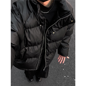 新款pu皮棉服男士羽绒棉衣立领冬季加厚面包服潮流宽松皮棉袄p88图片