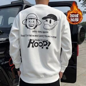 2025重磅男士卫衣宽松潮流百搭秋冬保暖加绒套头无帽圆领长袖t恤图片