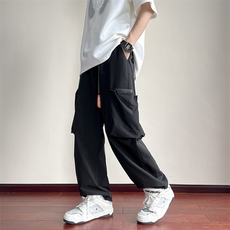 抖音品质-潮流工装宽松休闲冰丝裤百搭男女长裤HJY26-P45,男装休闲裤,星座808A-1