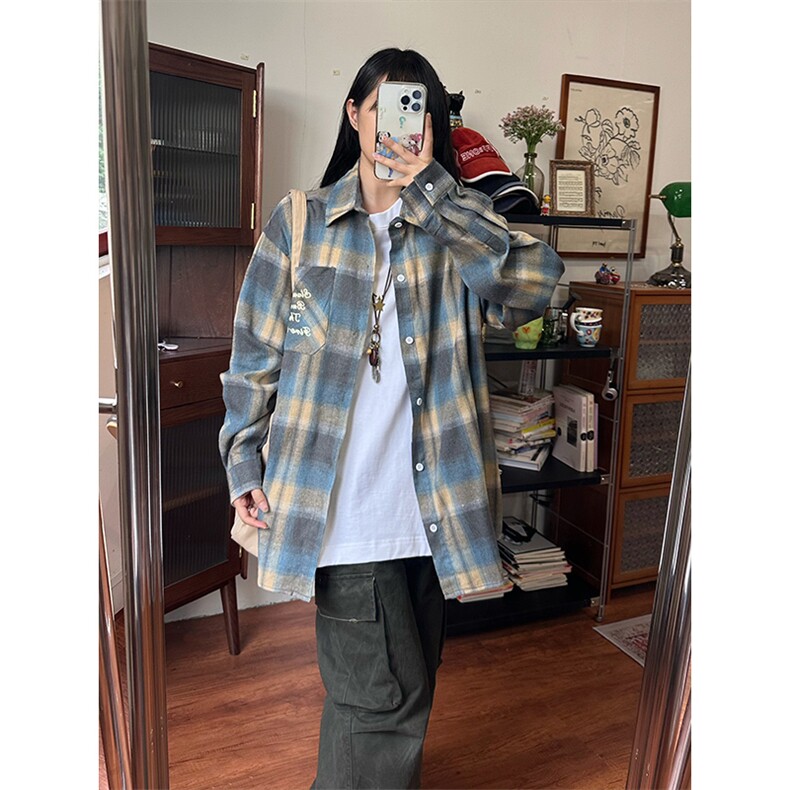 特P35无差价长袖时尚春秋格子衬衫-HS2135非网图,男装衬衫,电商A003