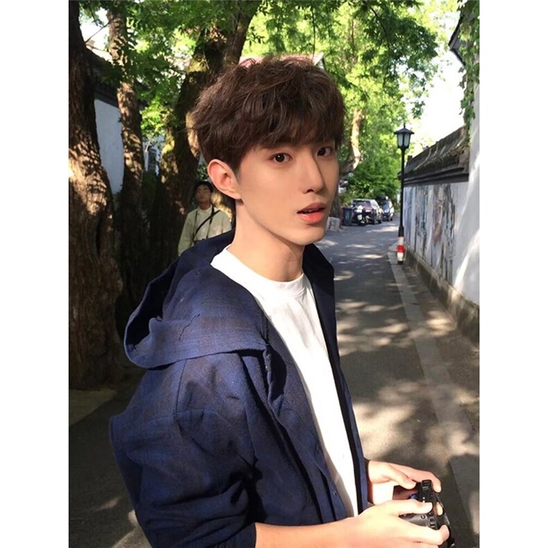 简约气质网图高质量连帽格子长袖衬衫流行潮流百搭文艺ins慵懒,男装衬衫,星座506A