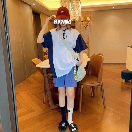 夏季新款拼接短袖，女装，HV7ING