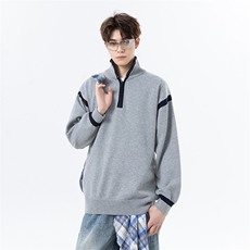 半拉链拼接男女同款纯色毛衣XZ503-MY76057P60控88，男装针织衫/毛衣，星座503-1