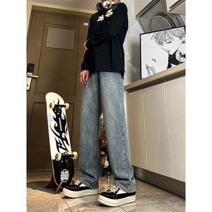 A178  秋冬季新款美式休闲牛仔裤男直筒宽松Q83  P48限价68图片