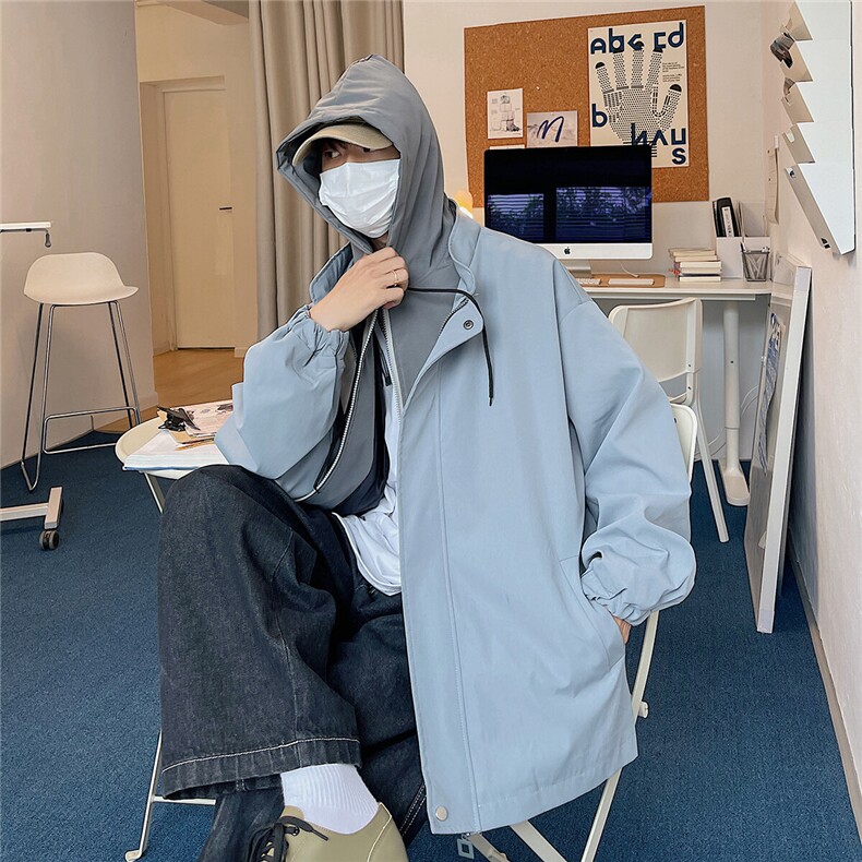 1港风冲锋衣男休闲大码M-5XL情侣女假两件连帽夹克男7420P70控98,男装夹克,星座226-2