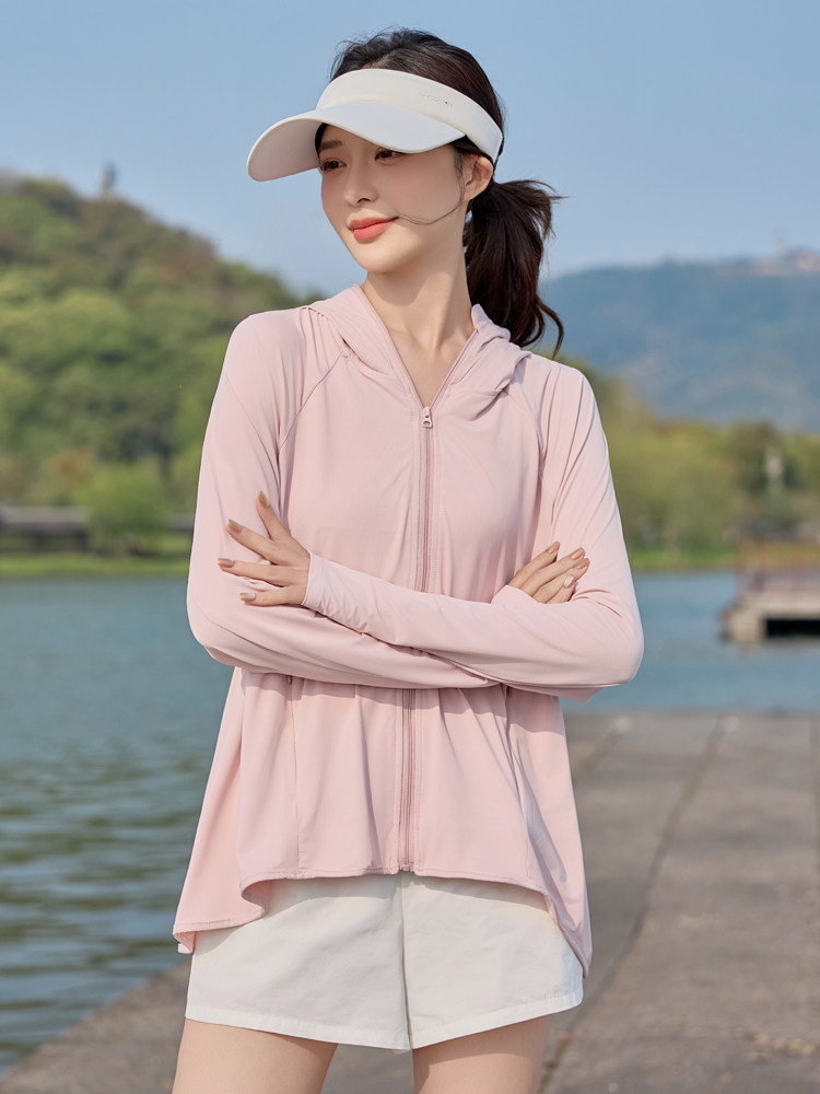 冰感透气连帽防晒衣女2025夏季新款UPF50+防紫外线薄款防晒服外套,女装防晒衣,悦祺