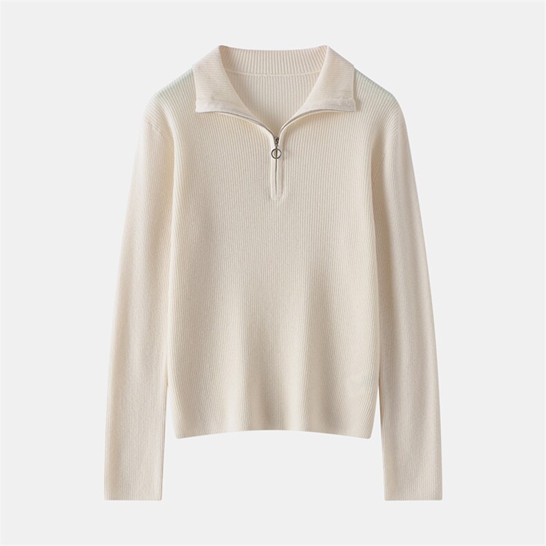 春季新款简约时尚百搭半拉链纯色打底衫长袖，女装针织衫/毛衣，星纬羊绒