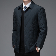 冬季新款男士翻领格子棉服中年商务休闲爸爸装棉衣加厚保暖外套，男装棉衣，电商B212（原钱塘6029）