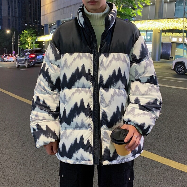 棉服男潮拼色情侣上衣港风加厚保暖宽松立领外套M0780-P90,男装棉衣,星座308B-2