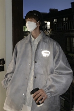 港风宽松男麂皮绒外套韩版潮休闲衬衫男夹克A071-1012-P90，男装夹克，电商A071