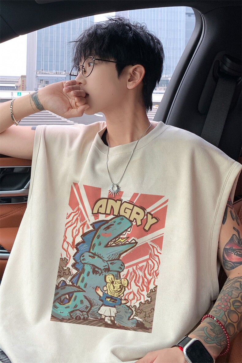 ！2025夏季新款男士麂皮绒背心情侣无袖T恤上衣TLBX20特P18,男装背心/马甲,电商B220