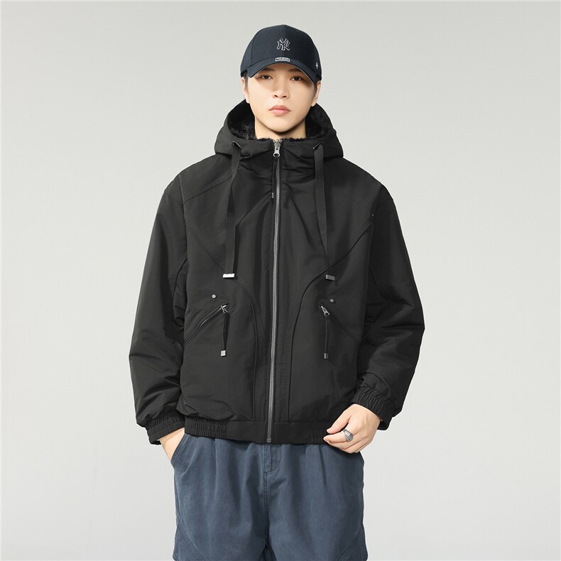 双面穿座山雕 棉服连帽加绒情侣外套 一件过冬原创双色银狐绒保暖图片