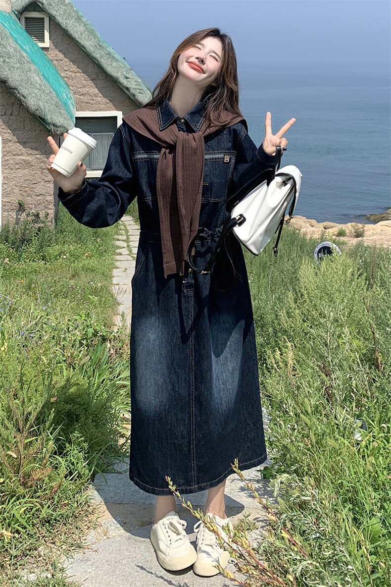 春季新款牛仔连衣裙女中长款显瘦宽松百搭时尚潮流女装,女装连衣裙,秋水欣儿