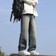 美式潮流高街复古宽松水洗牛仔裤KN01P50，男装牛仔裤，电商D325