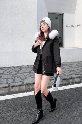 冬季新款大毛领中长款派克，女装，田间晨露