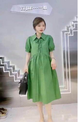 ZCL607韩版时尚宫廷风Polo领甜美系蝴蝶结中长款连衣裙,女装连衣裙,L·H·X