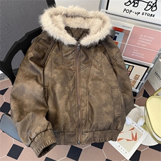 美式高街解构毛领连帽棉服男女cleanfit宽松潮流棉衣M0276-P140，男装棉衣，星座308B-1