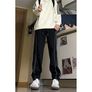 k2502-P48加绒P58秋冬抖音高品质潮牌宽松男女织带束脚休闲卫裤图片