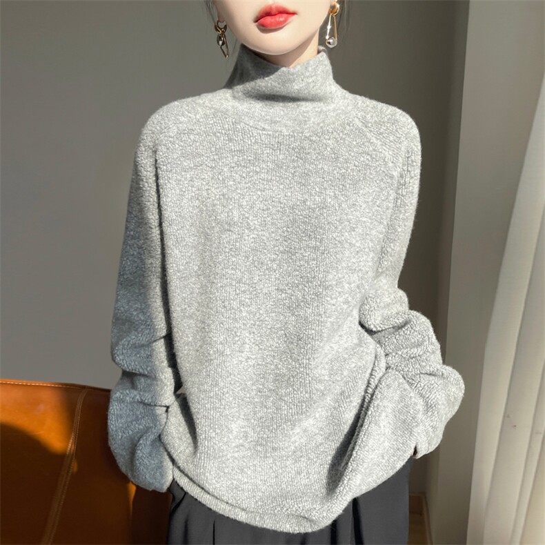 时尚百搭女士堆堆领羊毛衫舒适保暖羊毛毛衣,女装羊毛衫,东远绒业